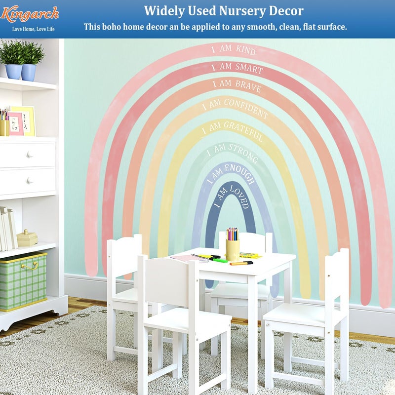 Kingarch Large Watercolor Rainbow Wall Decals with Inspirational Quote, Colorful Peel and Stick Fabric Nursery Wall Decor, Removable Home Room Wall Murals Stickers for Kids Girls Toddler Bedroom Playroom - Image 3